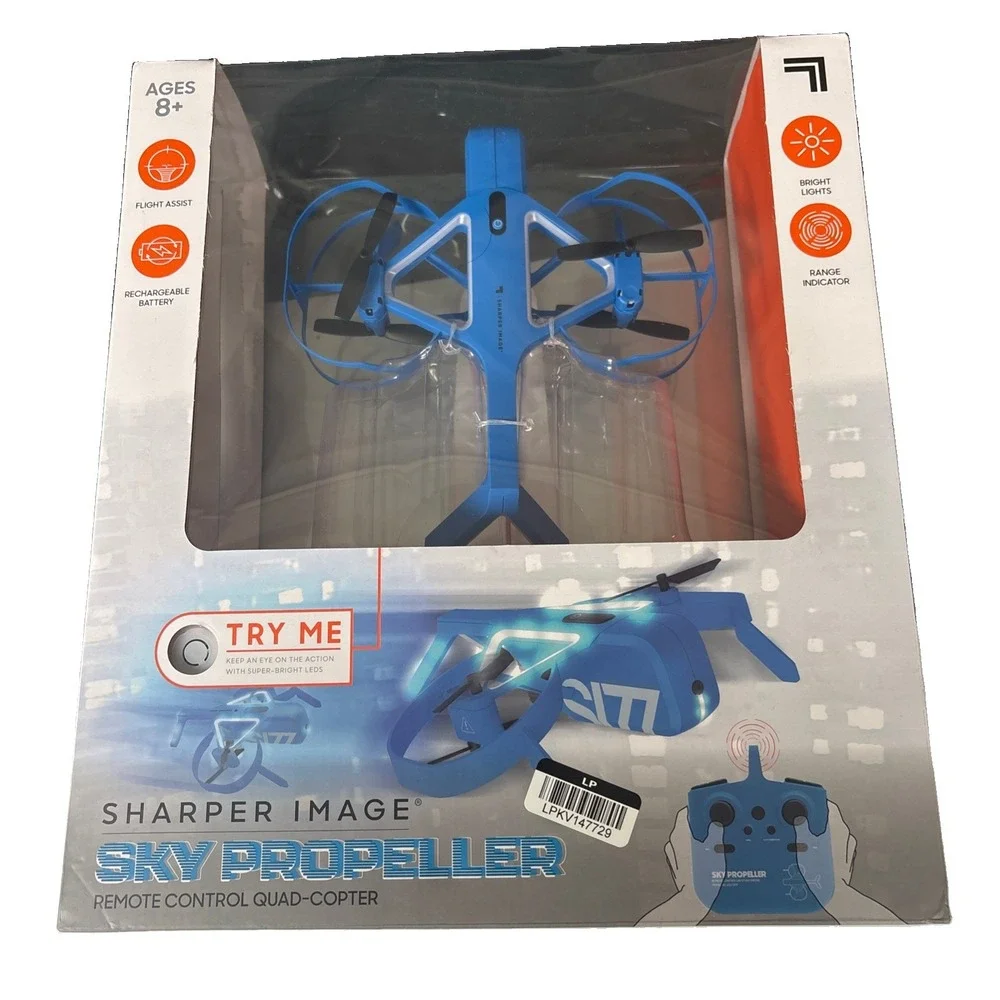 Sharper Image Sky Propeller RC Quadcopter w/ LED Lights, Blue
